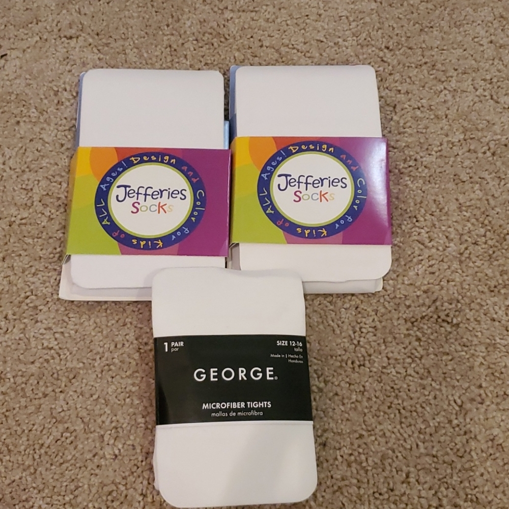 3 pai white microfiber tights